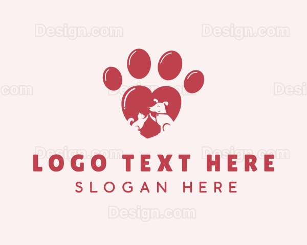 Heart Cat Dog Paw Logo