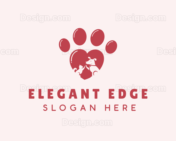 Heart Cat Dog Paw Logo