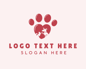 Heart Cat Dog Paw Logo