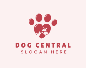 Heart Cat Dog Paw logo design