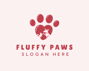 Heart Cat Dog Paw logo design