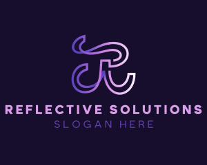 Ribbon Loop Letter R logo design