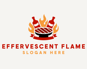 Beer Flame BBQ Grill logo design