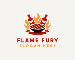 Beer Flame BBQ Grill logo design