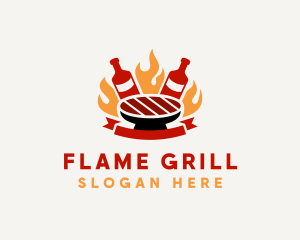 Beer Flame BBQ Grill logo design