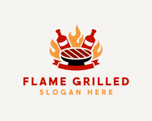 Beer Flame BBQ Grill logo design