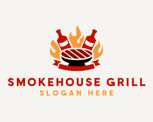 Beer Flame BBQ Grill logo design