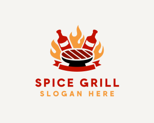 Beer Flame BBQ Grill logo design