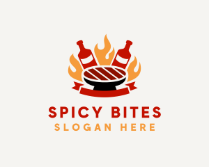 Beer Flame BBQ Grill logo design