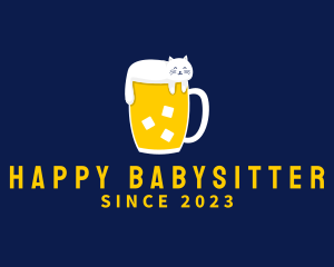 Cat Beer Mug logo design