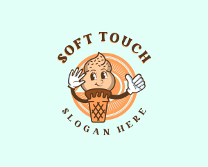 Happy Soft Serve Sundae logo design