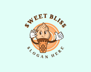 Happy Soft Serve Sundae logo design