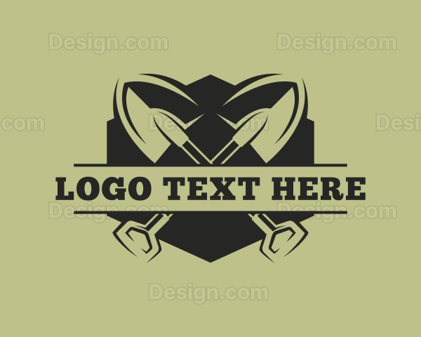 Landscaping Shovel Tool Logo