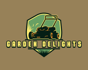 Lawn Mower Equipment Shield logo design