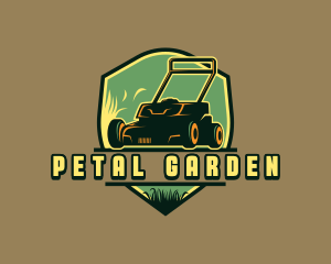 Lawn Mower Equipment Shield logo design