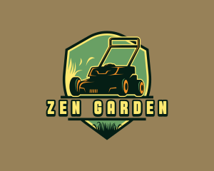 Lawn Mower Equipment Shield logo design