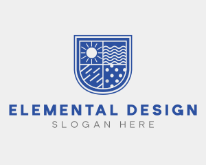 Sun Weather Elements Shield logo design