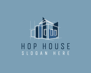 House Blueprint Architecture logo design