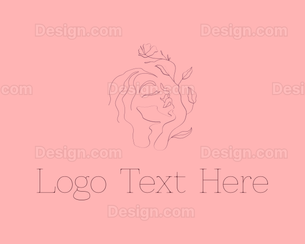 Minimalist Floral Woman Face Logo