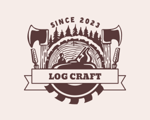 Log Carpentry Woodwork logo design