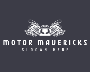 Motorcycle Rider Wings logo design