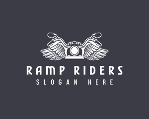 Motorcycle Rider Wings logo design