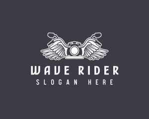 Motorcycle Rider Wings logo design