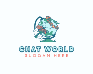 Flower Earth Globe logo design