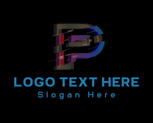 Gradient Glitch Letter P logo