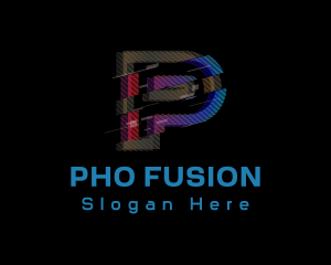 Gradient Glitch Letter P logo design