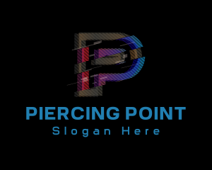 Gradient Glitch Letter P logo design