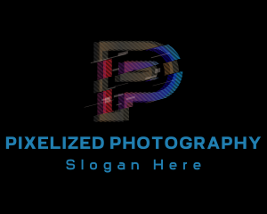 Gradient Glitch Letter P logo design