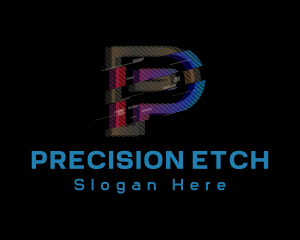 Gradient Glitch Letter P logo design