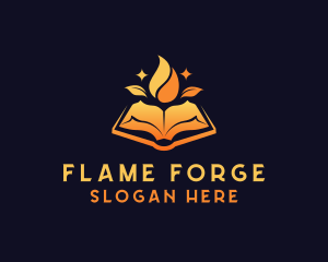 Organic Book Flame logo design