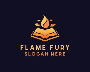 Organic Book Flame logo design