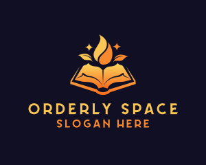 Organic Book Flame logo design