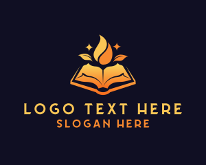 Literacy - Organic Book Flame logo design