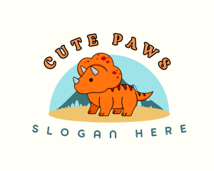 Cute Dinosaur Triceratops logo design