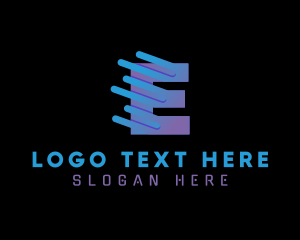 Cyber Digital Network Letter E logo design