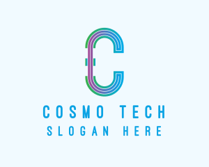 Modern Tech Lines Letter C logo design