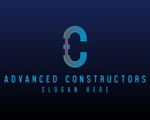 Modern Tech Lines Letter C logo design