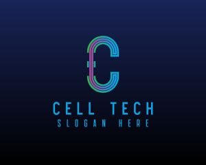 Modern Tech Lines Letter C logo design