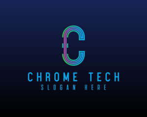 Modern Tech Lines Letter C logo design