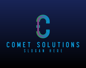 Modern Tech Lines Letter C logo design