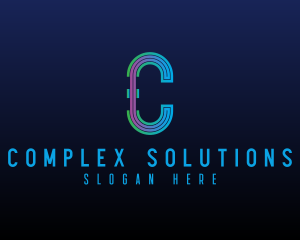 Modern Tech Lines Letter C logo design