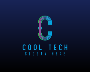 Modern Tech Lines Letter C logo design