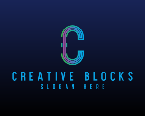 Modern Tech Lines Letter C logo design