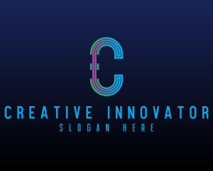 Modern Tech Lines Letter C logo design