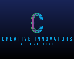 Modern Tech Lines Letter C logo design