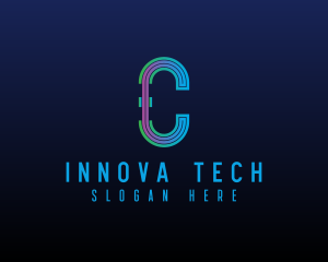 Modern Tech Lines Letter C logo design